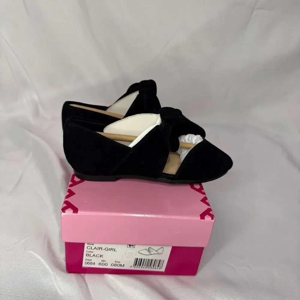 Girls' Clair-Girl Bow Tie Suede Casual Flats Size 8M